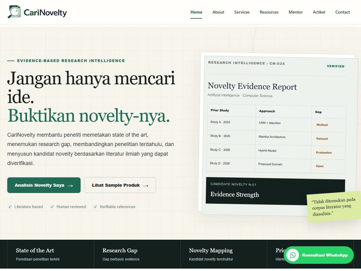 Tampilan website CariNovelty