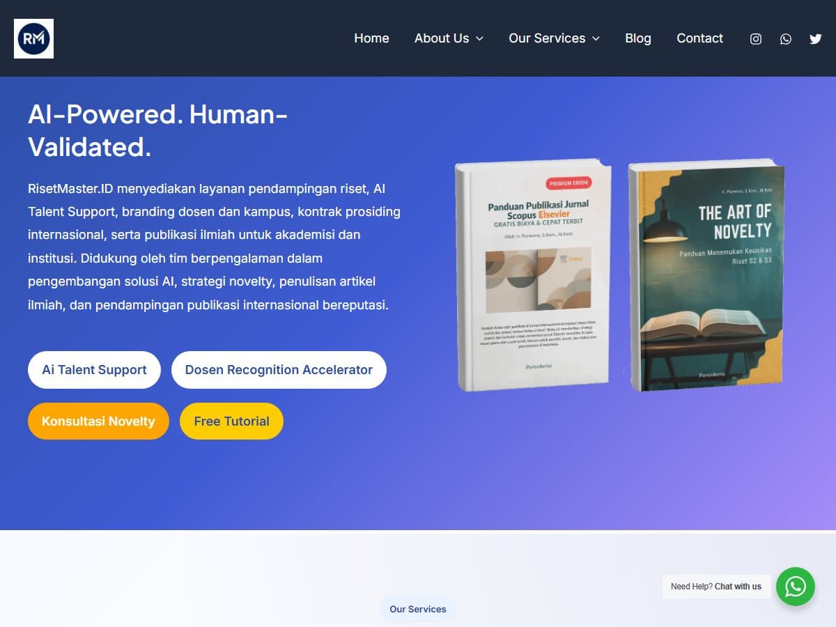 Tampilan website RisetMaster