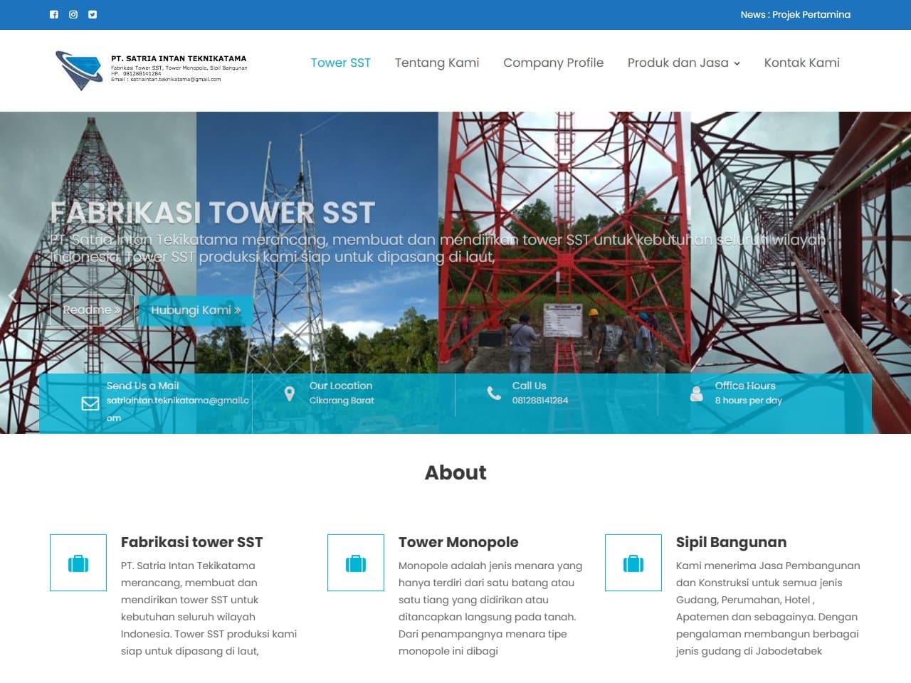 Tampilan website Si Teknikatama